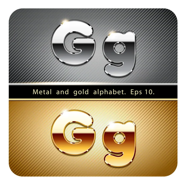 Metal cromado y oro letra G — Vector de stock