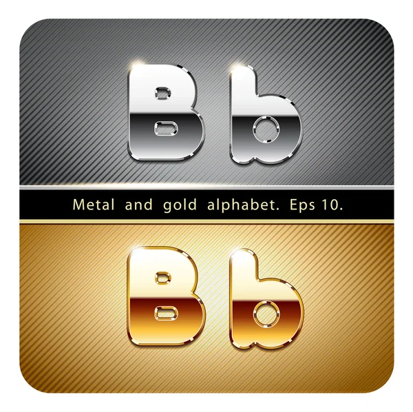 Chrommetall und Gold Buchstabe b — Stockvektor