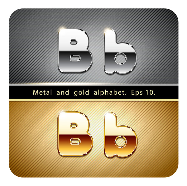 chrome metal and gold letter B