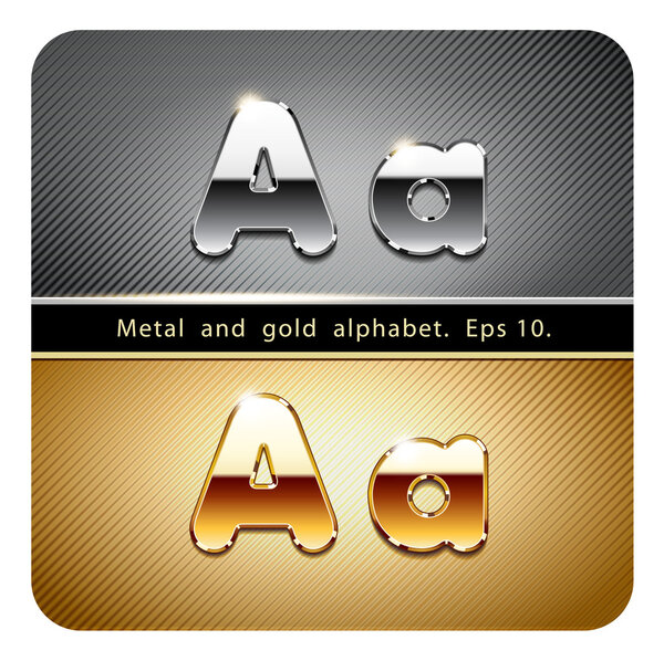 chrome metal and gold letter A