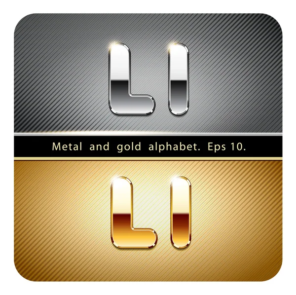 Chrome metal and gold letter L — Stock Vector
