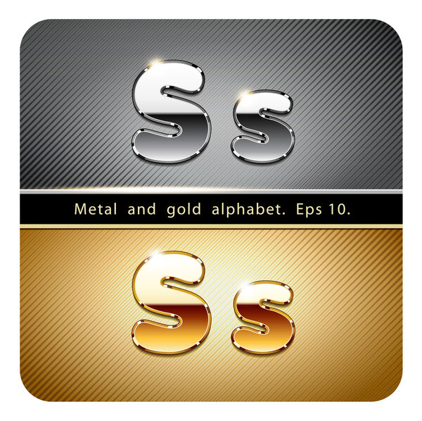 chrome metal and gold letter S