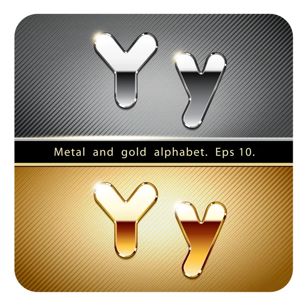 Chrommetall und Goldbuchstaben y — Stockvektor