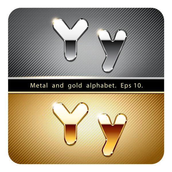 chrome metal and gold letter Y
