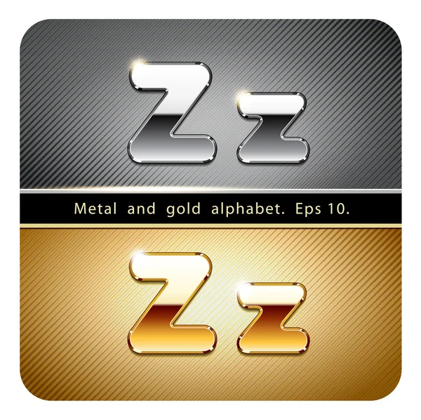 铬金属和金色字母 Z — 图库矢量图片