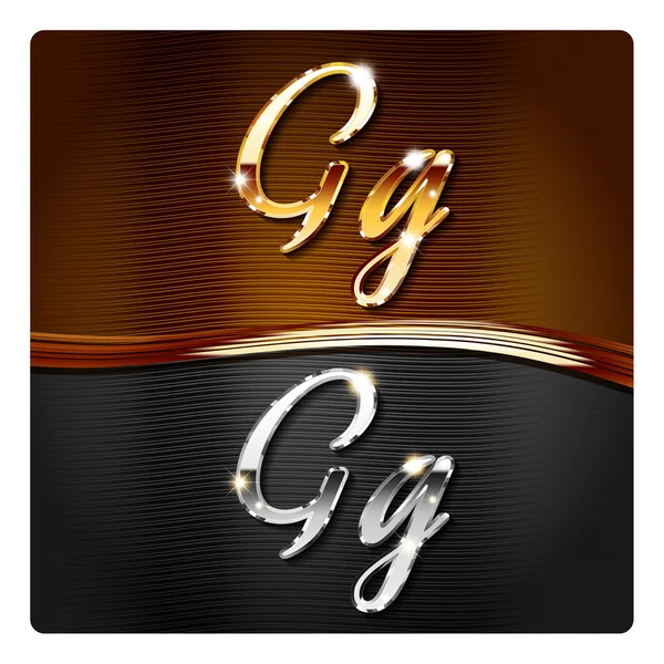 Gouden stijlvolle cursieve letters G — Stockvector