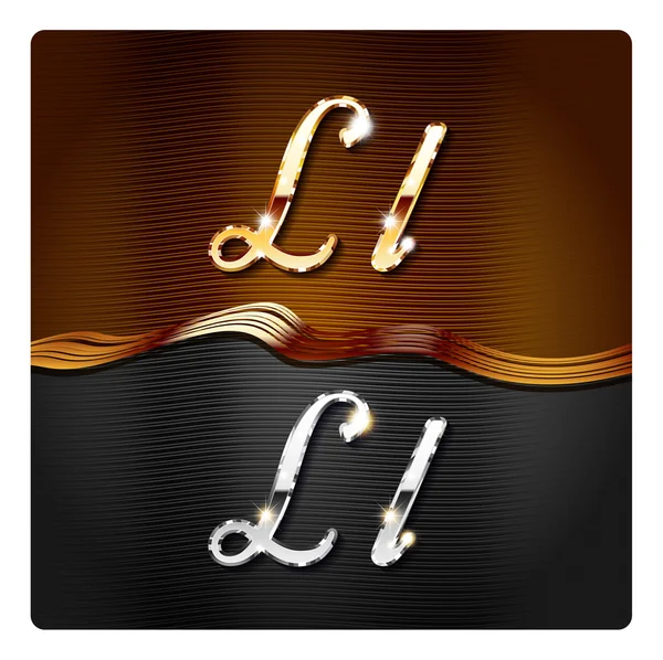 Letras cursivas con estilo dorado L — Vector de stock