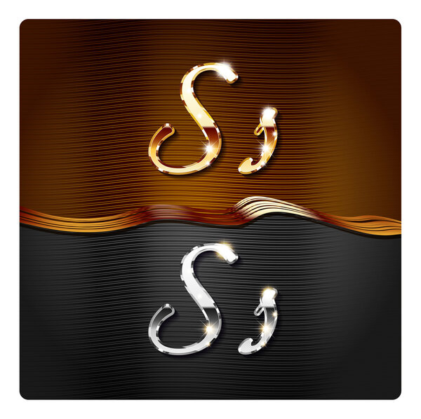 Golden stylish italic letters S