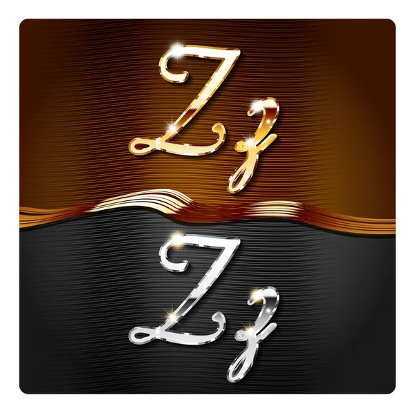 Golden stylish italic letters Z — Stock Vector