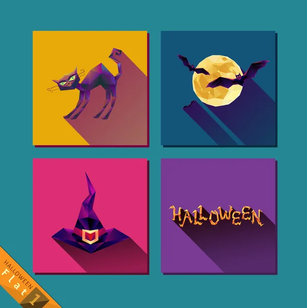 Halloween icons set flat — Stock Vector