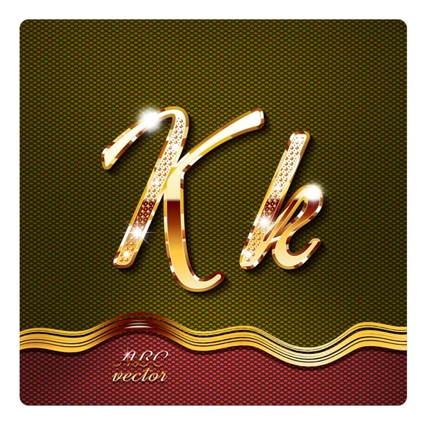 Letras cursivas de oro "K " — Vector de stock