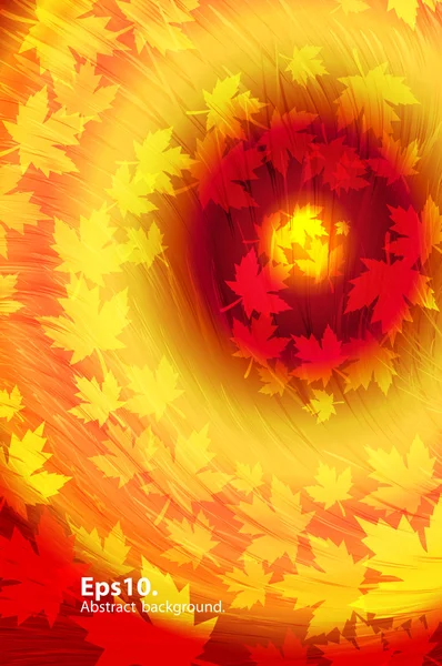 Golden maple leaves swirling background — Stock Vector