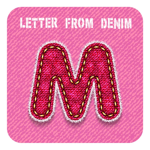 3D denim letter "M" — Stockvector