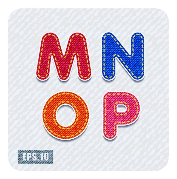 denim büyük harf harf M, N, O, P