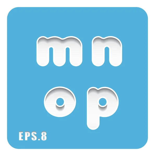 小文字の m、n、o、p を紙します。 — ストックベクタ