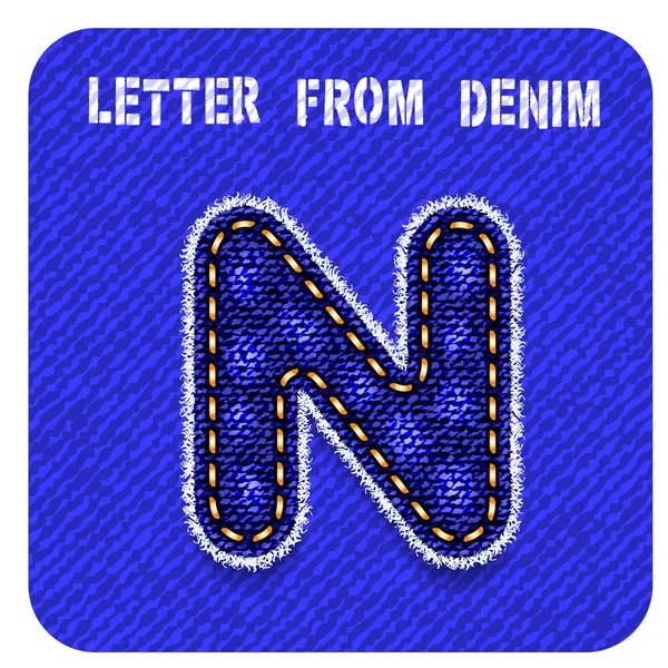 3d denim letra "N " — Vector de stock