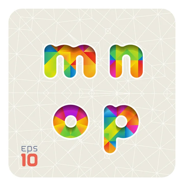 Lowercase letters m, n, o, p — Stock Vector