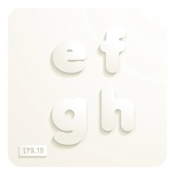 Kleine letters e, f, g, h — Stockvector