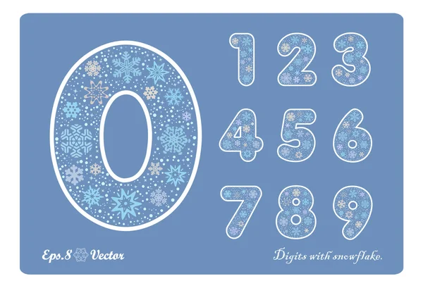 Set of snowflakes numerals — Stock Vector