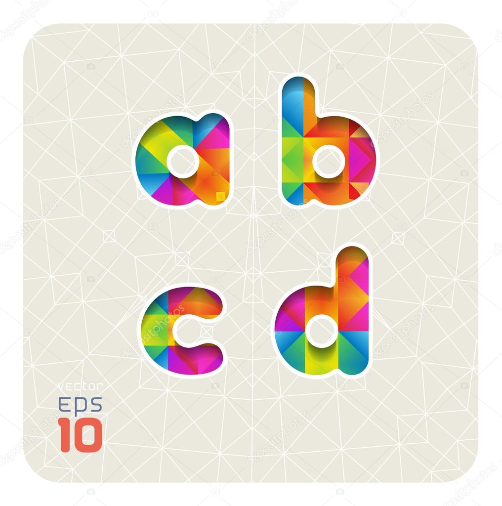 lowercase letters a, b, c, d