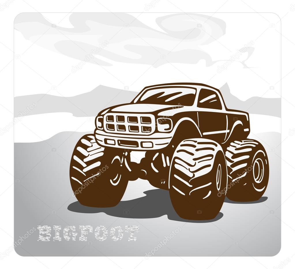 cartoon monster truck in mud