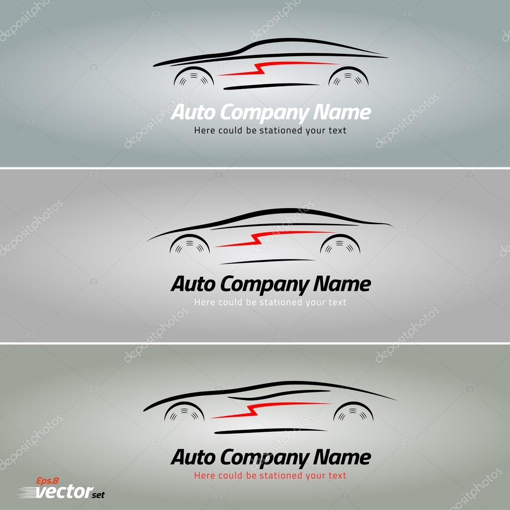 Cars in the form of lines of silhouette, in movement. Car logo design. eps 8