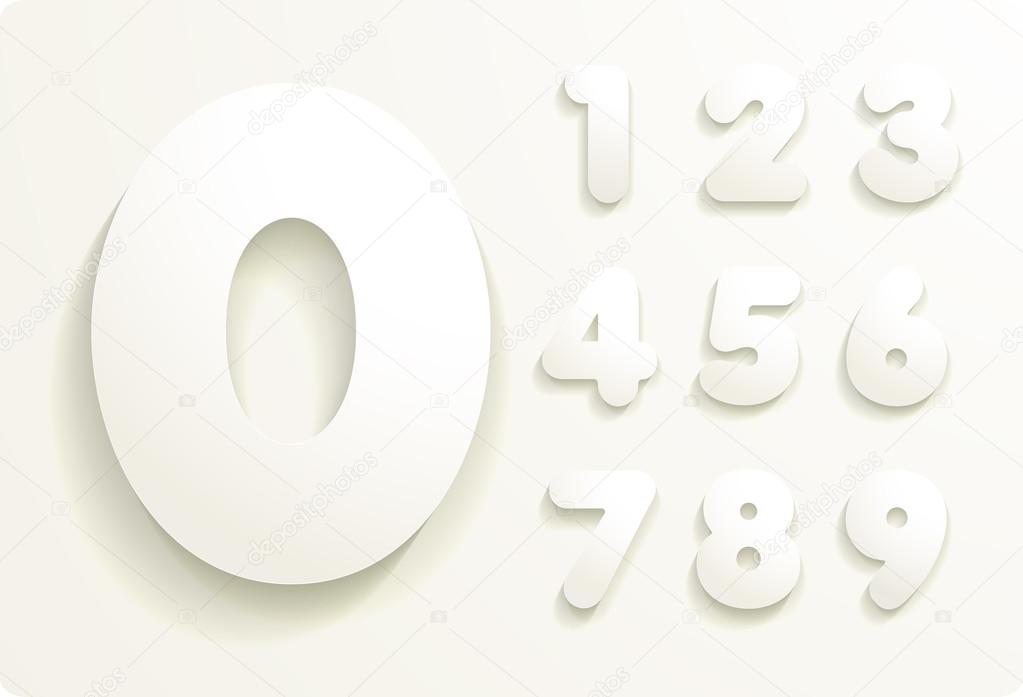 set of cut paper numbers