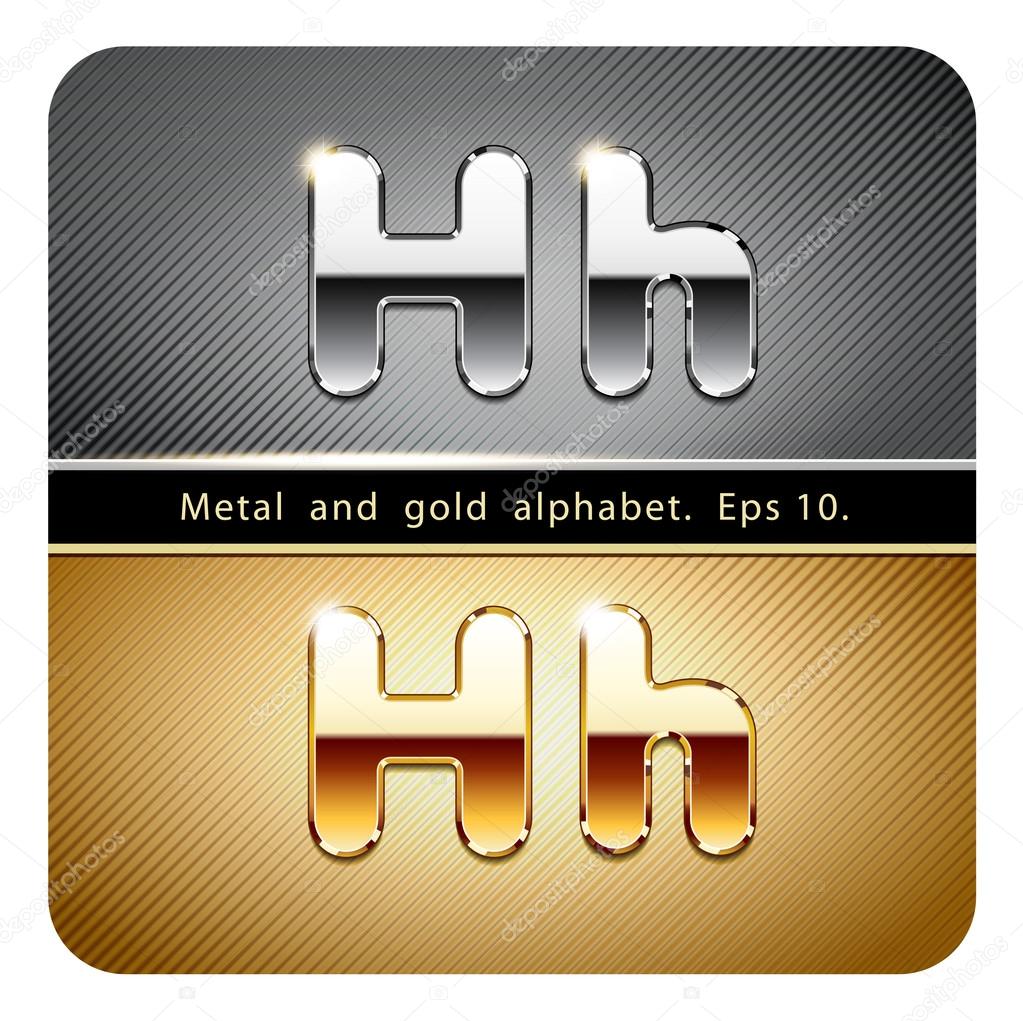 chrome metal and gold letter H