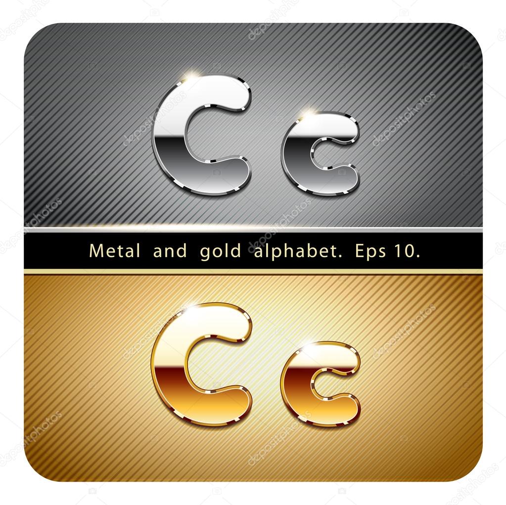 chrome metal and gold letter C