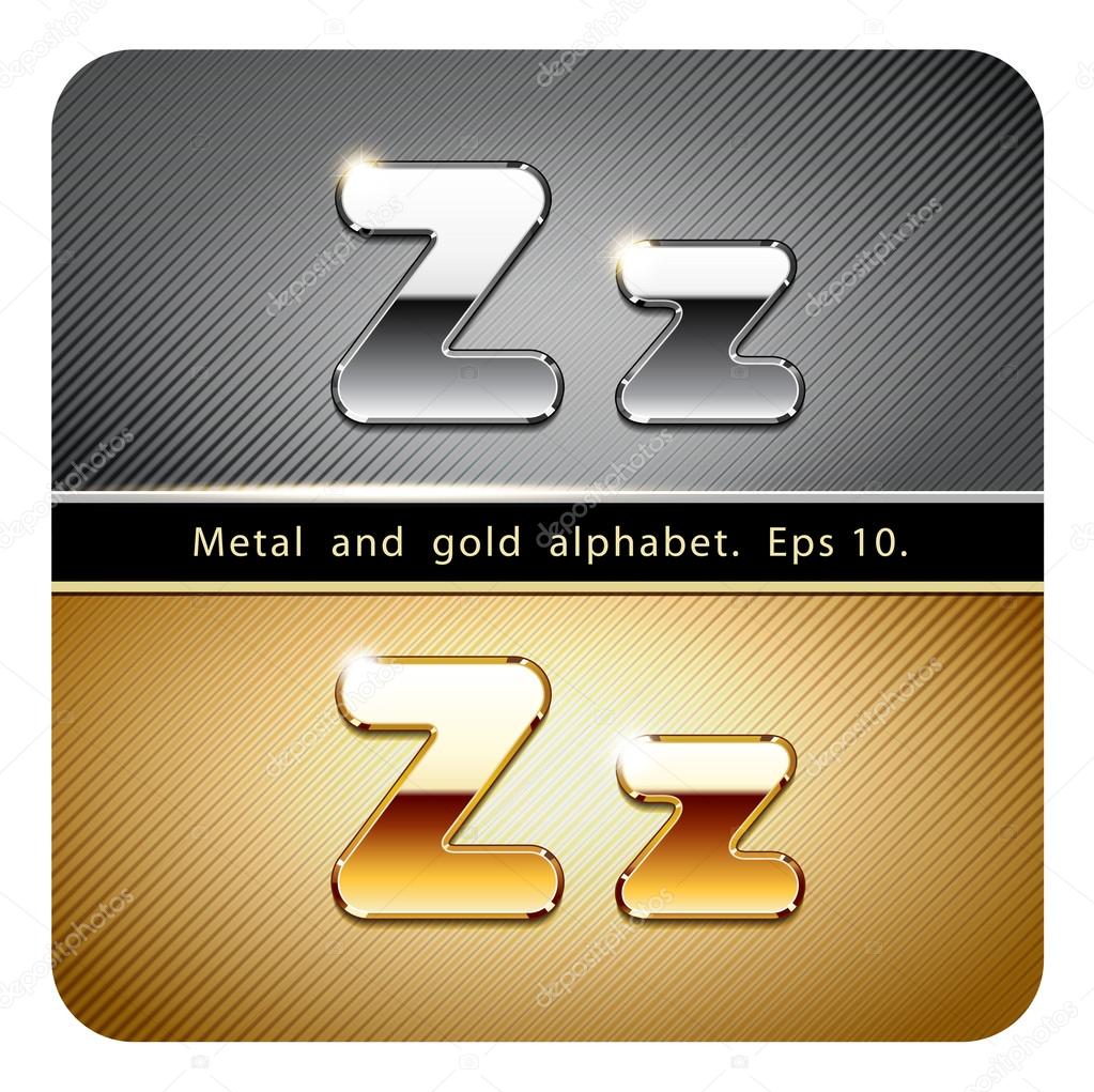 chrome metal and gold letter Z