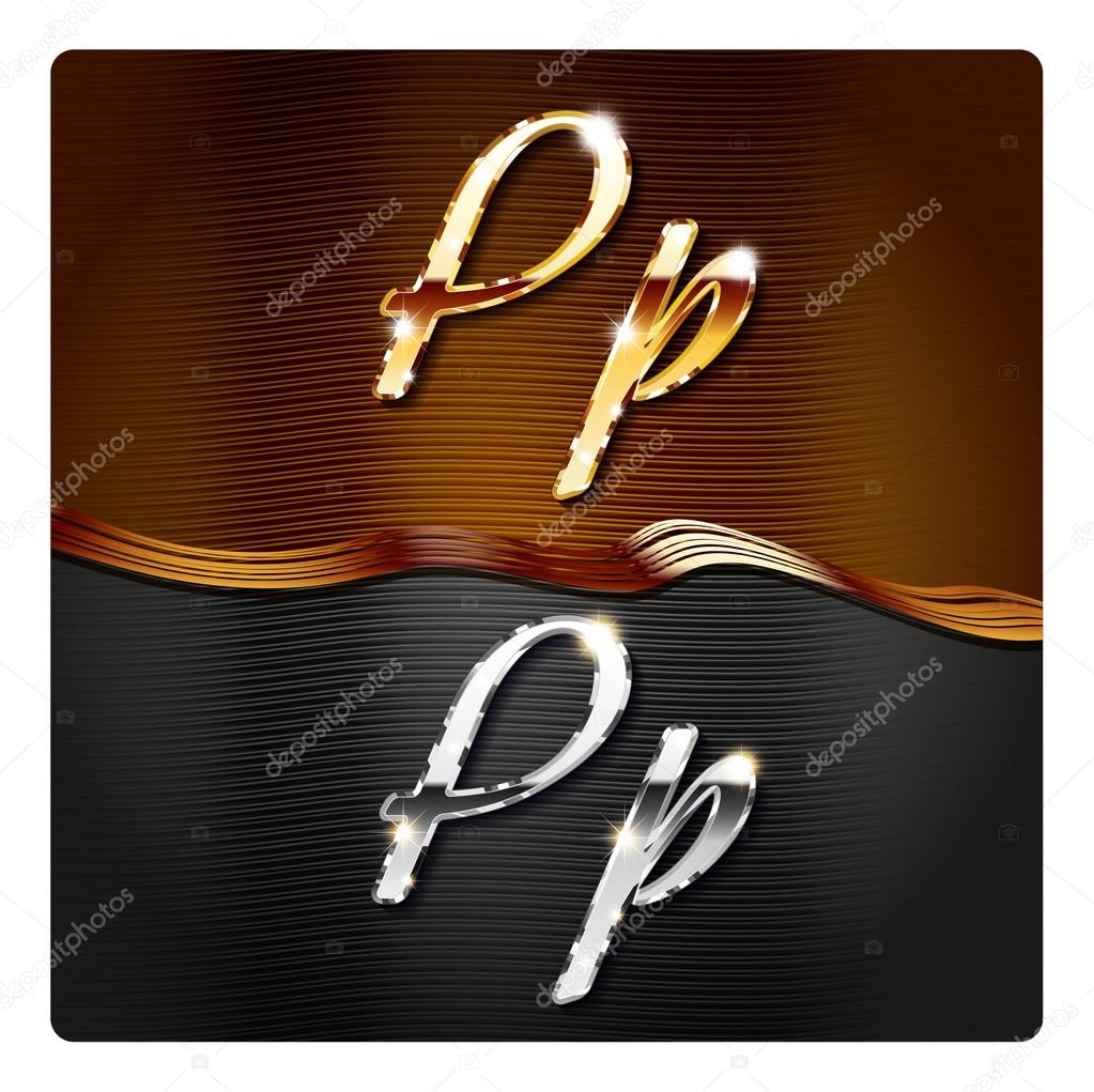 Golden stylish italic letters P Stock Vector by ©Mr.Master 73206361