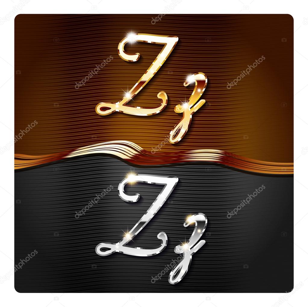 Golden stylish italic letters Z