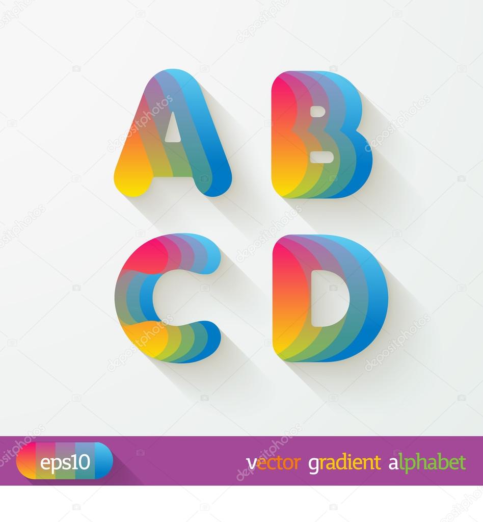 Uppercase letters A, B, C, D