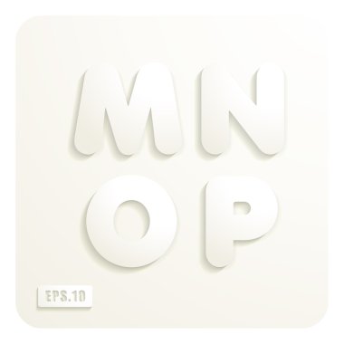 Büyük harf harf M, N, O, P kağıt
