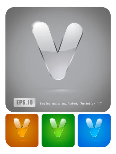 Glass alphabet letter "V" — Stock Vector