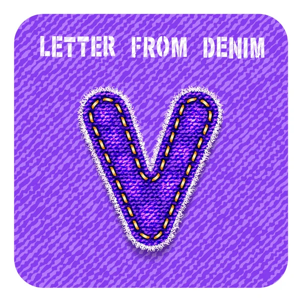 3d denim letra "V " — Vector de stock