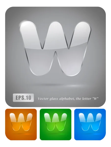 Alphabet en verre lettre "W " — Image vectorielle
