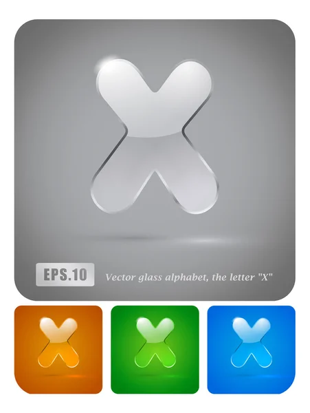 Alphabet en verre lettre "X " — Image vectorielle