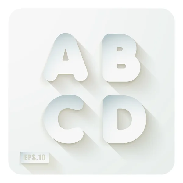 Бумажные буквы A, B, C, D — стоковый вектор
