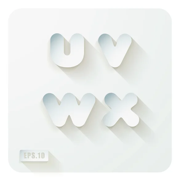 Бумажные буквы U, V, W, X — стоковый вектор