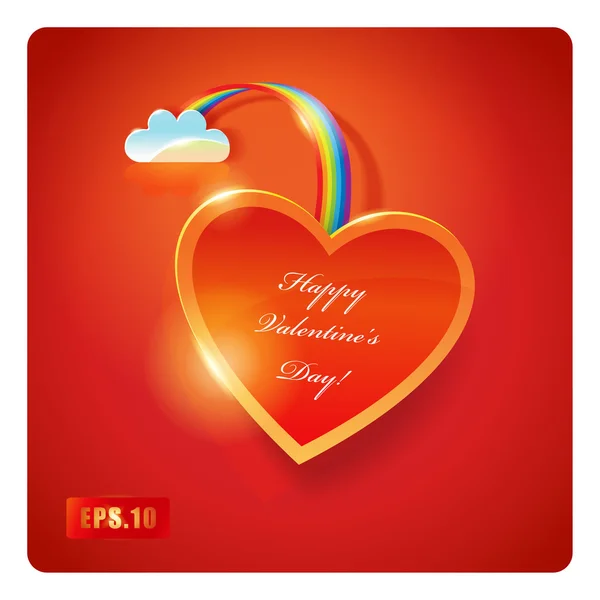 Valentines Day card with Red Heart — Stock Vector