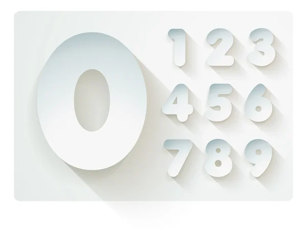 Cut paper numbers, from 1 to 0 — Stock Vector