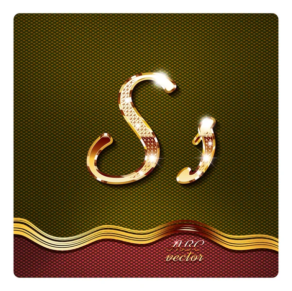 Gold cursive letters S — Stock Vector