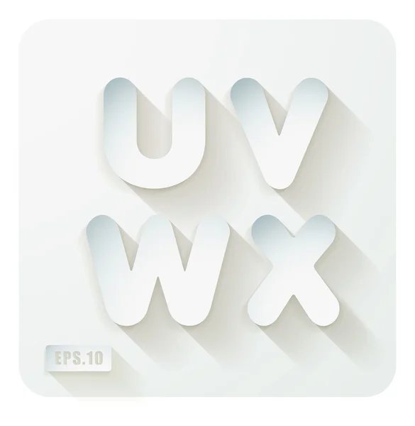 切的纸字母 U、 V、 W、 X — 图库矢量图片