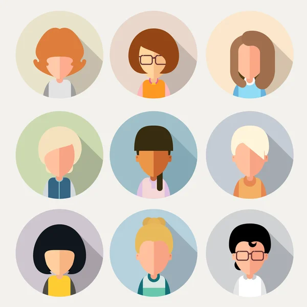 Set of cartoon characters girls Vector Graphics