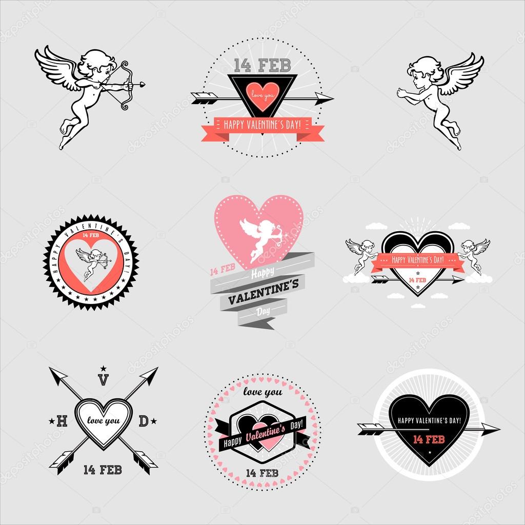 Day valentines icons set