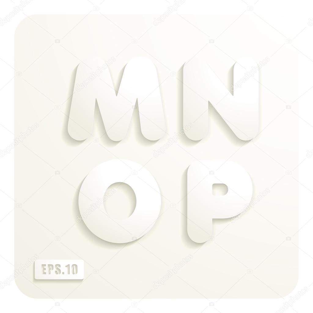 Paper uppercase letter M, N, O, P