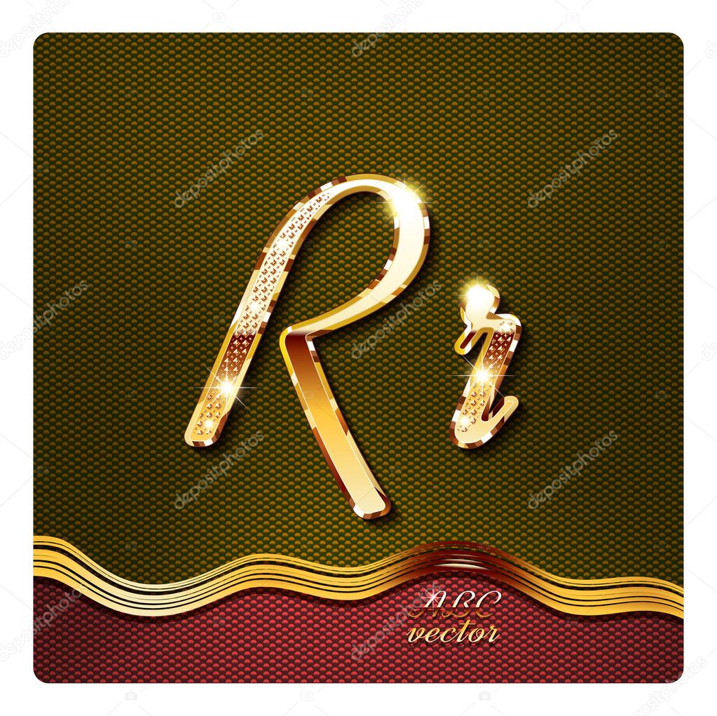 Gold cursive letters R