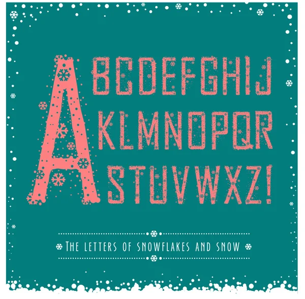 Alphabet des flocons de neige et de la neige — Image vectorielle