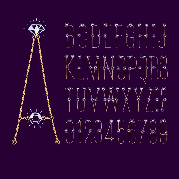 letters and numbers of gold and diamonds